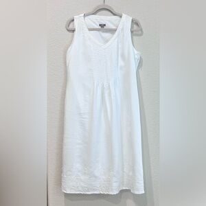 J.Jill White 100% Linen Pintucked Swing Fit Dress | Women’s Medium